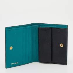 Miu Miu Green/Black Lizard Leather Compact Wallet