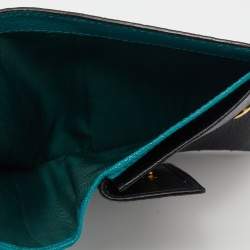 Miu Miu Green/Black Lizard Leather Compact Wallet
