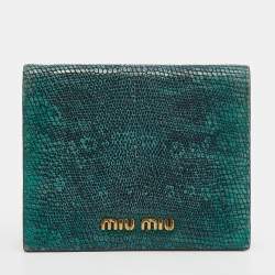 Miu Miu Green/Black Lizard Leather Compact Wallet