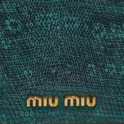 Miu Miu Green/Black Lizard Leather Compact Wallet
