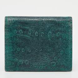 Miu Miu Green/Black Lizard Leather Compact Wallet