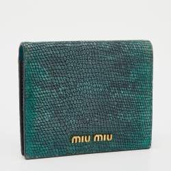 Miu Miu Green/Black Lizard Leather Compact Wallet