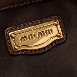 Pre Owned Miu Miu Dark Brown Leather Turnlock Flap Tote