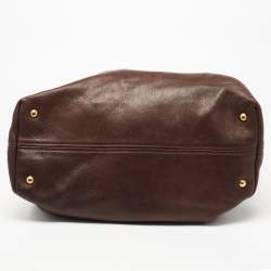 Pre Owned Miu Miu Dark Brown Leather Turnlock Flap Tote