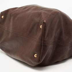 Pre Owned Miu Miu Dark Brown Leather Turnlock Flap Tote