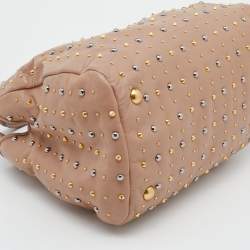 Miu Miu Dusty Pink Leather Studded Tote