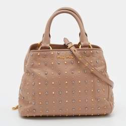 Miu Miu Dusty Pink Leather Studded Tote