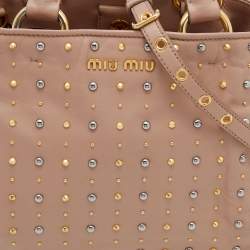 Miu Miu Dusty Pink Leather Studded Tote