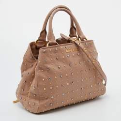 Miu Miu Dusty Pink Leather Studded Tote