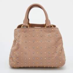 Miu Miu Dusty Pink Leather Studded Tote