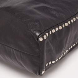 Pre Owned Miu Miu Black Leather Studded Hobo