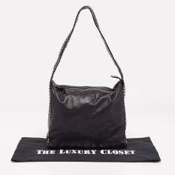 Pre Owned Miu Miu Black Leather Studded Hobo