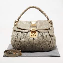 Pre Owned Miu Miu Beige Matelasse Glossy Leather Coffer Bag