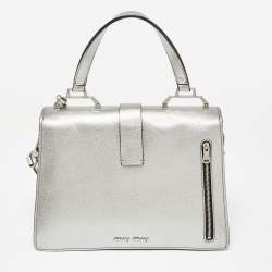 مملوكة مسبقًا Miu Miu Metallic Silver Madras Leather Top Handle Bag