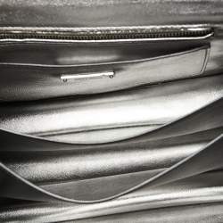 مملوكة مسبقًا Miu Miu Metallic Silver Madras Leather Top Handle Bag
