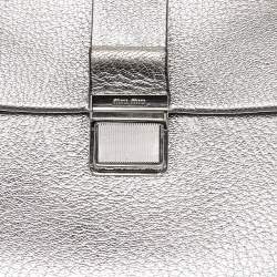 مملوكة مسبقًا Miu Miu Metallic Silver Madras Leather Top Handle Bag