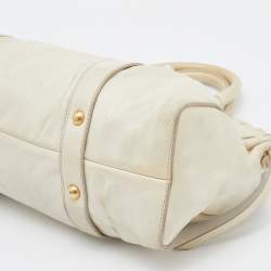 Miu Miu Cream Vitello Lux Leather Gathered Tote
