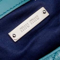 Pre Owned Miu Miu Blue Matelasse Patent Leather Crystal Shoulder Bag