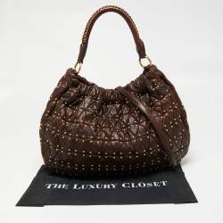 Pre Owned حقيبة هوبو ميو ميو جلد مبطن بني مرصع