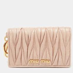 Pre Owned Miu Miu Blush Pink Matelasse Lux Leather Card Holder