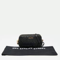 Miu Miu Black Matelasse Leather Double Zip Crossbody Bag