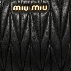 Miu Miu Black Matelasse Leather Double Zip Crossbody Bag