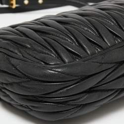 Miu Miu Black Matelasse Leather Double Zip Crossbody Bag