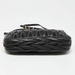 Miu Miu Black Matelasse Leather Double Zip Crossbody Bag