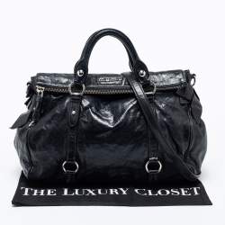 Pre Owned حقيبة ساتشل ميو ميو جلد فيتيلو لوكس أسود