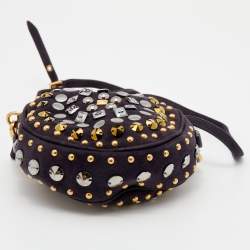 Miu Miu Plum Suede Studded Round Shoulder Bag