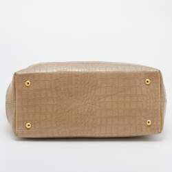 مملوكة مسبقًا حقيبة يد توتس ميو ميو جلد نقشة التمساح بيج بسحاب أمامي