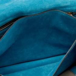 Pre Owned Miu Miu Grey/Blue Leather Madras Top Handle Bag