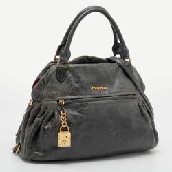 Miu Miu Dark Grey Leather Charm Satchel