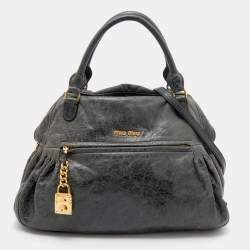 Miu Miu Dark Grey Leather Charm Satchel