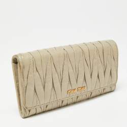 Miu Miu Olive Green Matelassé Leather Continental Wallet