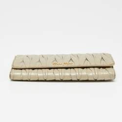 Miu Miu Olive Green Matelassé Leather Continental Wallet