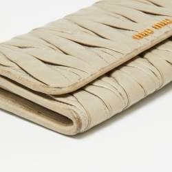 Miu Miu Olive Green Matelassé Leather Continental Wallet