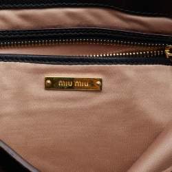 Pre Owned Miu Miu Black Madras Leather Executive Tote