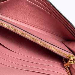 Pre Owned Miu Miu Pink Leather Logo Flap Continental Wallet