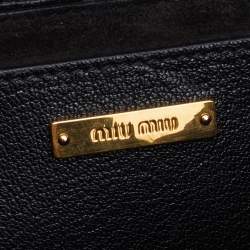Pre Owned Miu Miu Black Madras Leather Crystal Embellished Buckle Flap Shoulder Bag