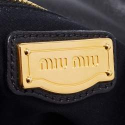 Pre Owned Miu Miu Black Matelassé Leather Coffer Hobo