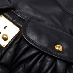 Pre Owned Miu Miu Black Matelassé Leather Coffer Hobo