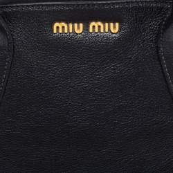 Miu Miu Black Madras Leather Dome Satchel