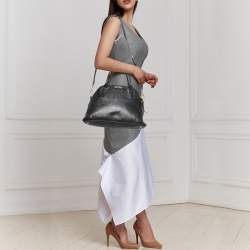 Miu Miu Black Madras Leather Dome Satchel