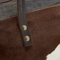 مملوكة مسبقًا حقيبة كتف ميو ميو دينم وشعر عجل متعدد الألوان 