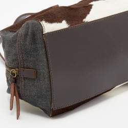 مملوكة مسبقًا حقيبة كتف ميو ميو دينم وشعر عجل متعدد الألوان 