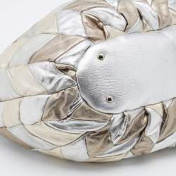Miu Miu Metallic Silver/Gold Leather Harlequin Shopper Tote