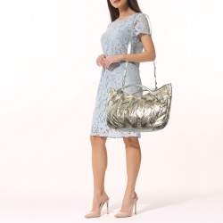 Miu Miu Metallic Silver/Gold Leather Harlequin Shopper Tote