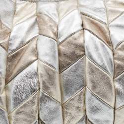 Miu Miu Metallic Silver/Gold Leather Harlequin Shopper Tote