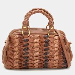 Miu Miu Brown Leather Zip Satchel